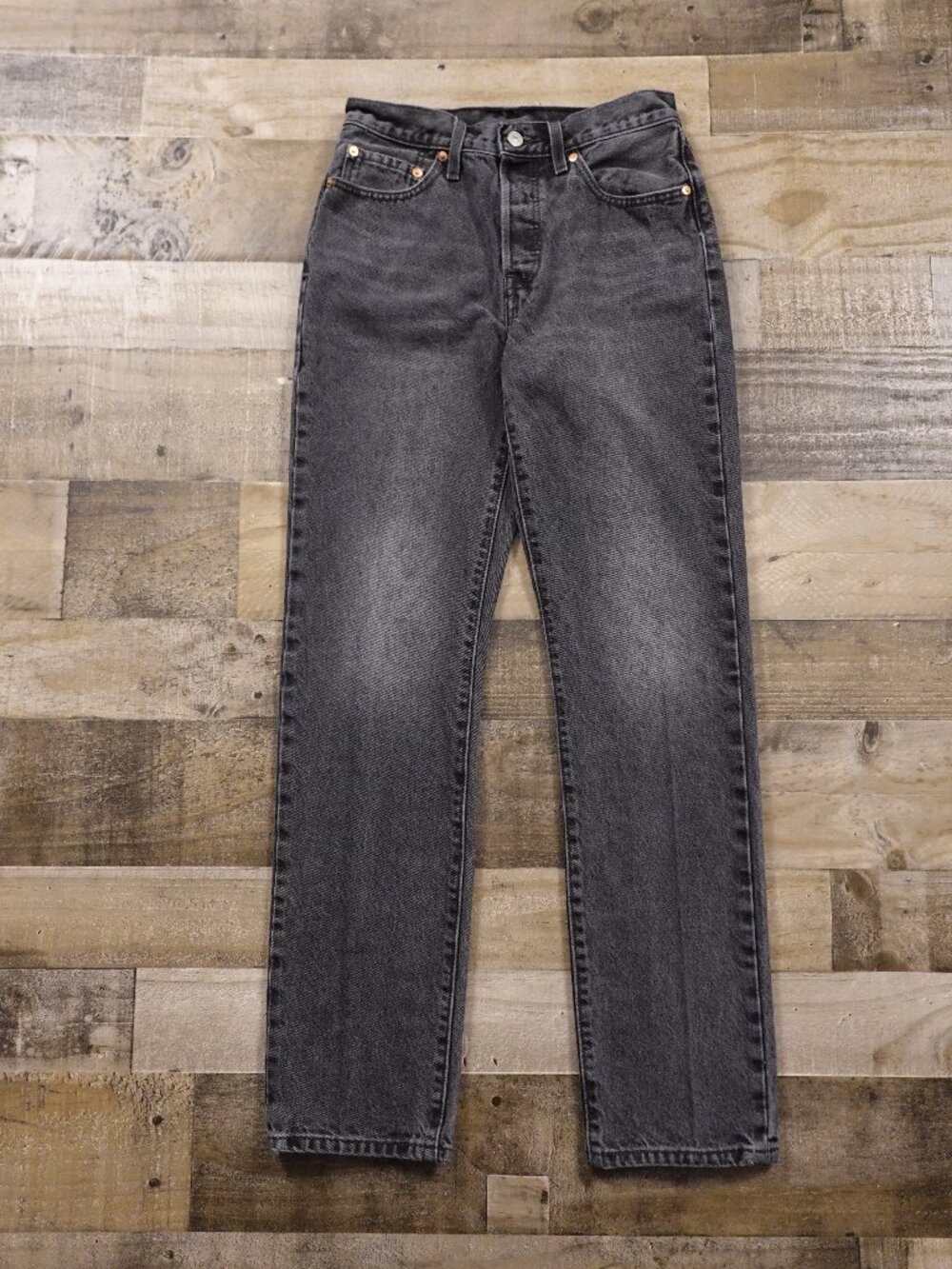Levi's Premium 501 Original Jeans Women's W27 L32 Black Button Fly Denim